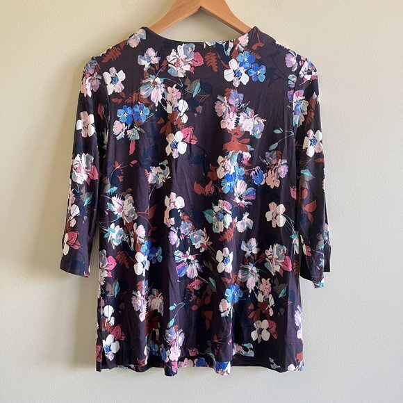 J. JILL Wearever Collection WOMENS Size S 3/4 Sleeve Floral Print Top Blouse - Picture 5 of 5